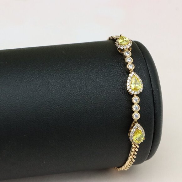 "Rose Gold Bracelet with Yellow Teardrop Stones, XPBL0784 - Picture 10 of 12